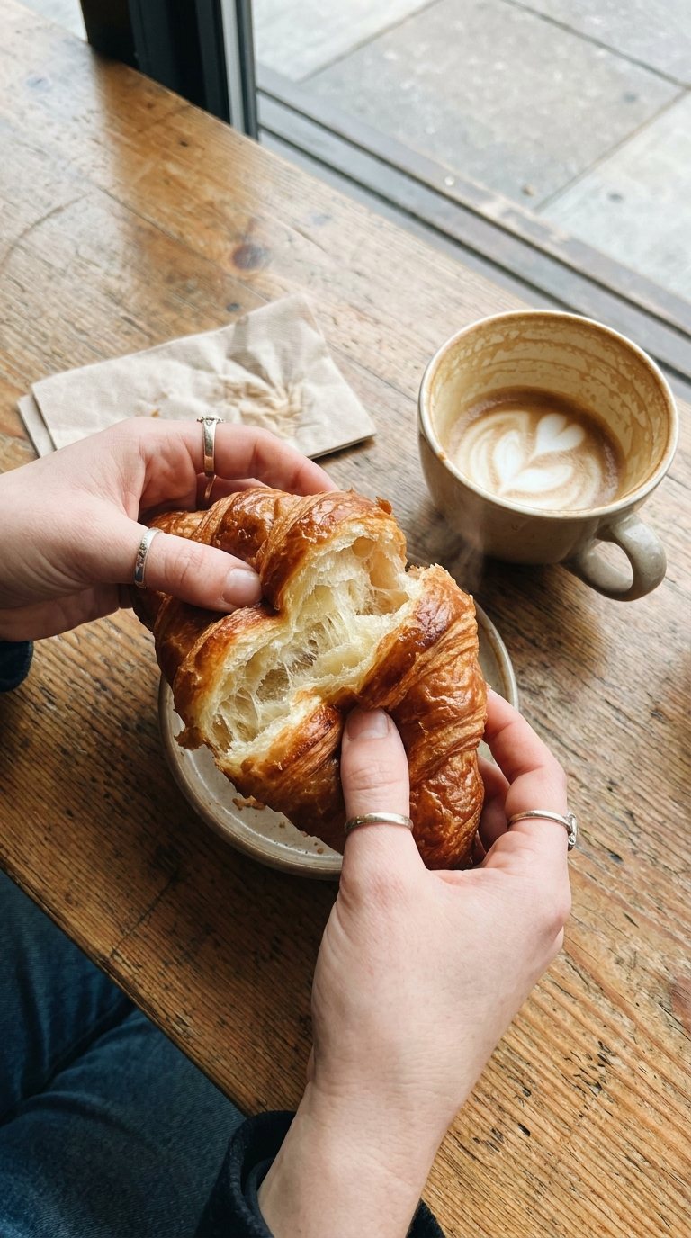 Tearing a croissant