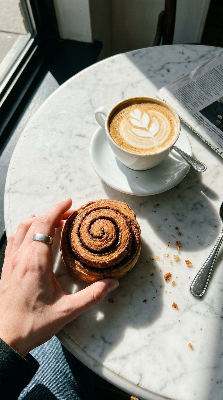 Morning bun and coffee