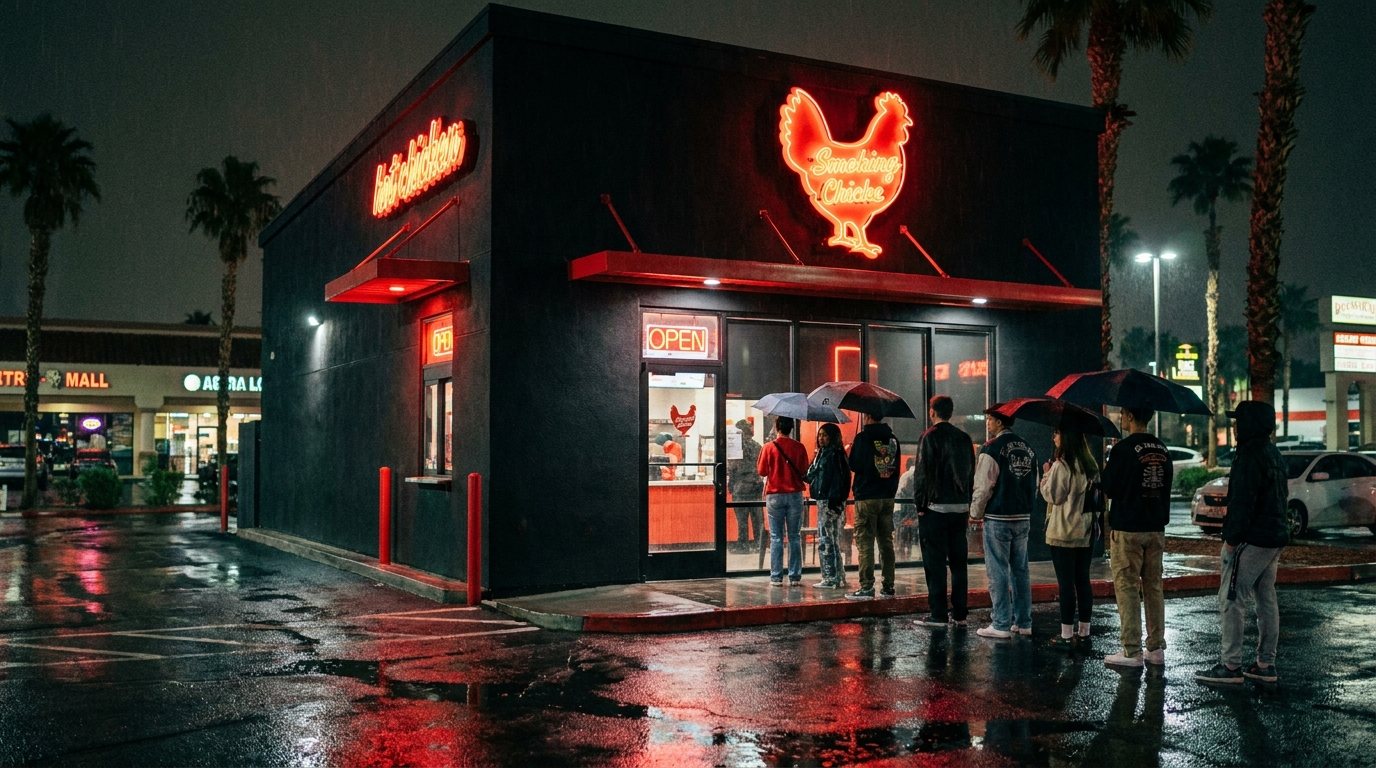 SCORCH storefront at night