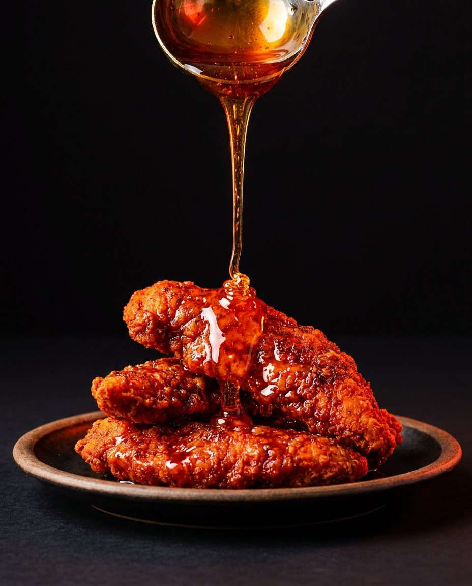 Hot honey poured over tenders