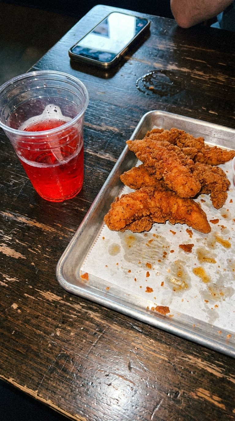 Tenders and drink on a table