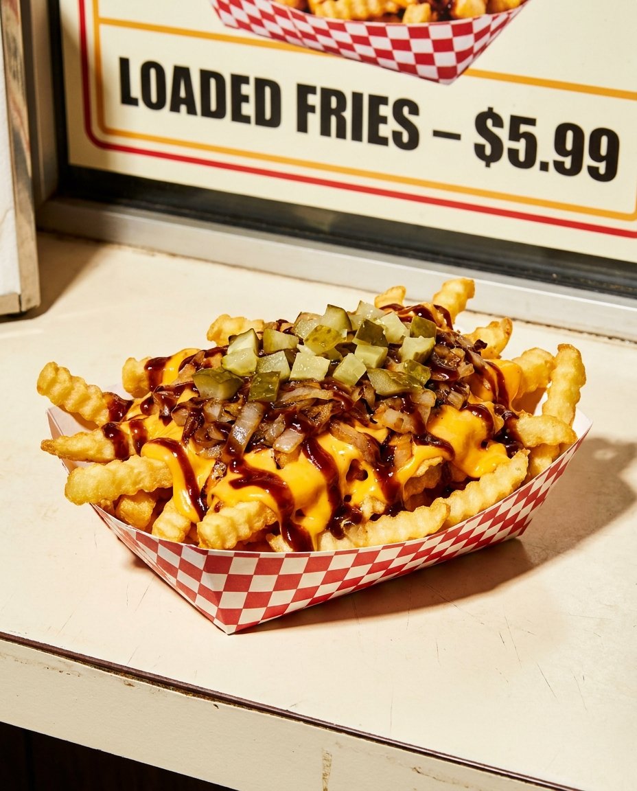 Loaded crinkle fries