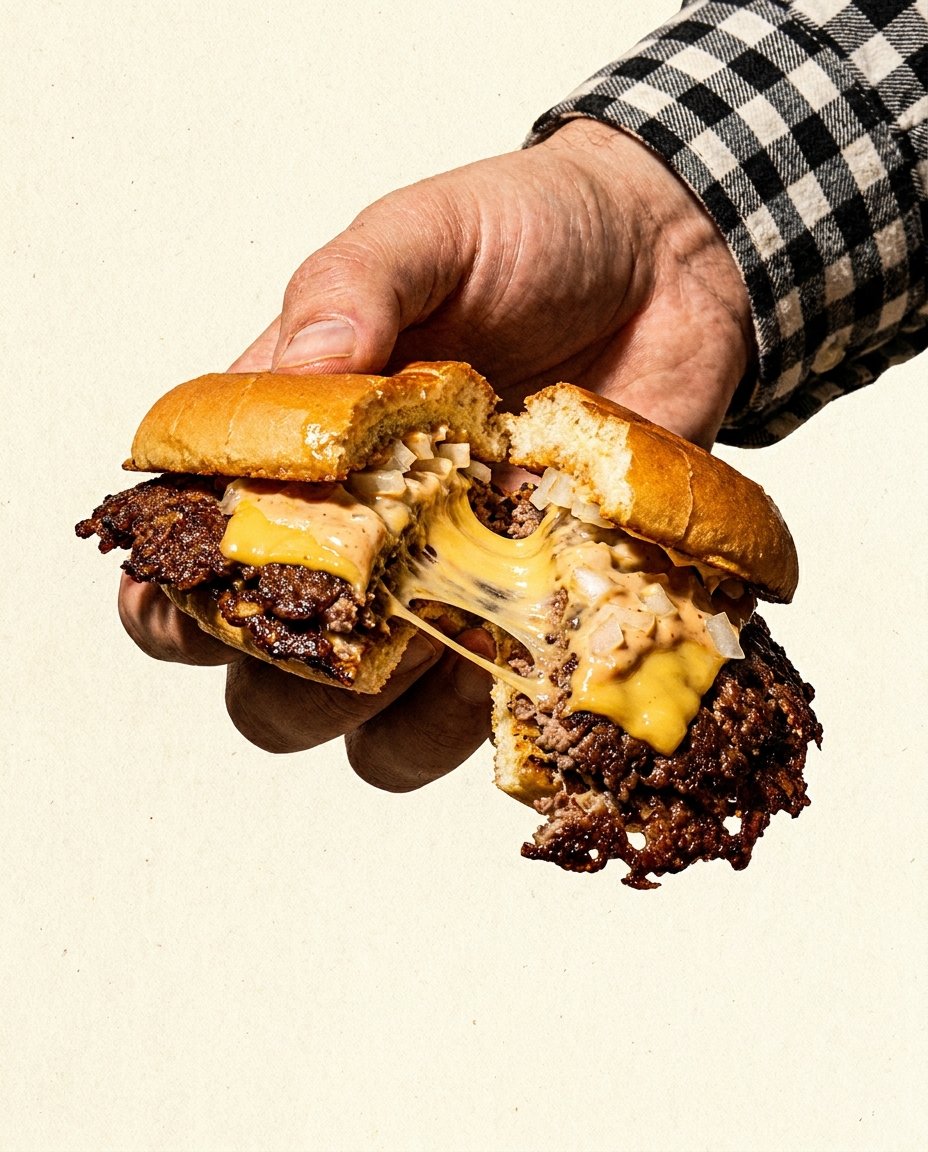 Cheese pull smash burger