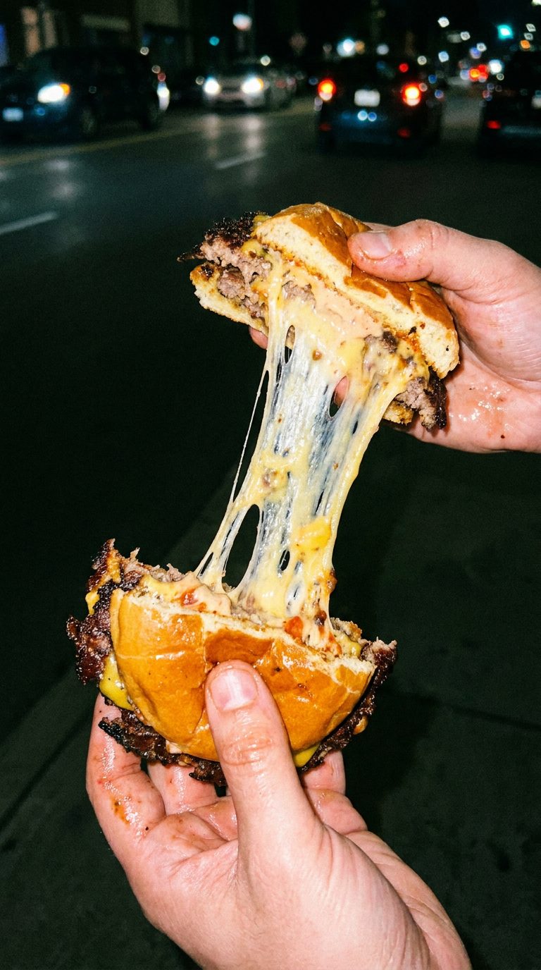 Cheese pull close-up