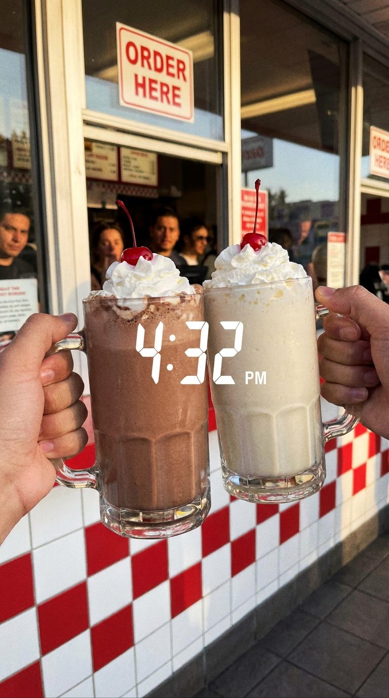Milkshake cheers at the counter