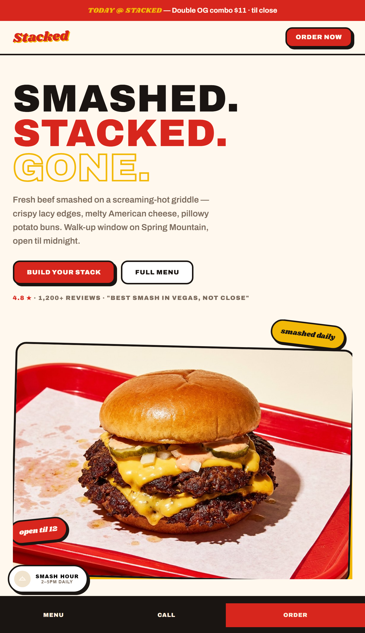STACKED smash burger demo website